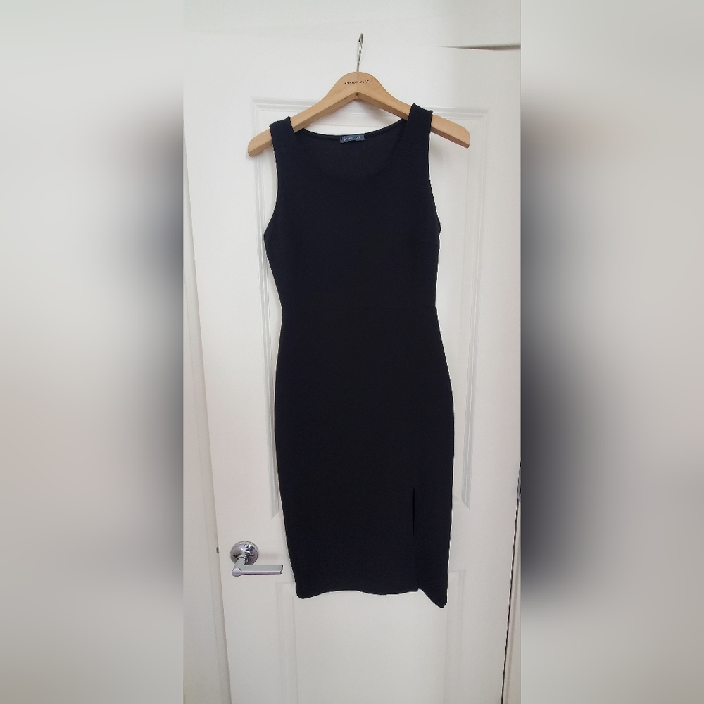 M Soprano stretchy fitted midi dress with leg slit- worn once